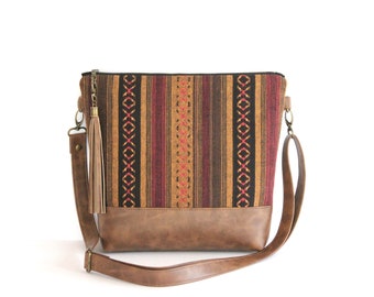 Crossbody Southwestern Zippered Bag, Gift For Women