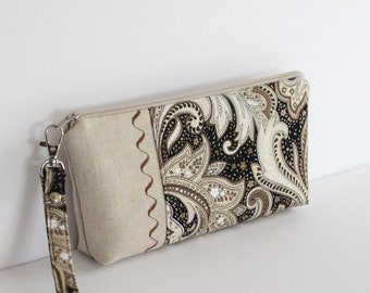 Zippered Wristlet, Makeup Bag, Jewelry Bag