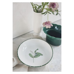Vintage Italian Olive Pattern Pasta Bowl, Made in Italy Ceramic Bowl, Green and Leaf Pattern Ceramic Bowl, Antique Vintage European Ceramics