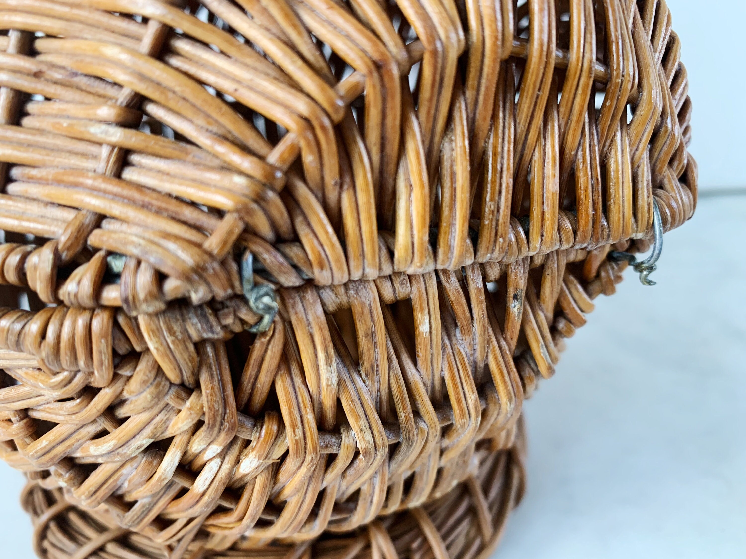 Vintage Wicker Clamshell Basket Box Sculpture Etsy