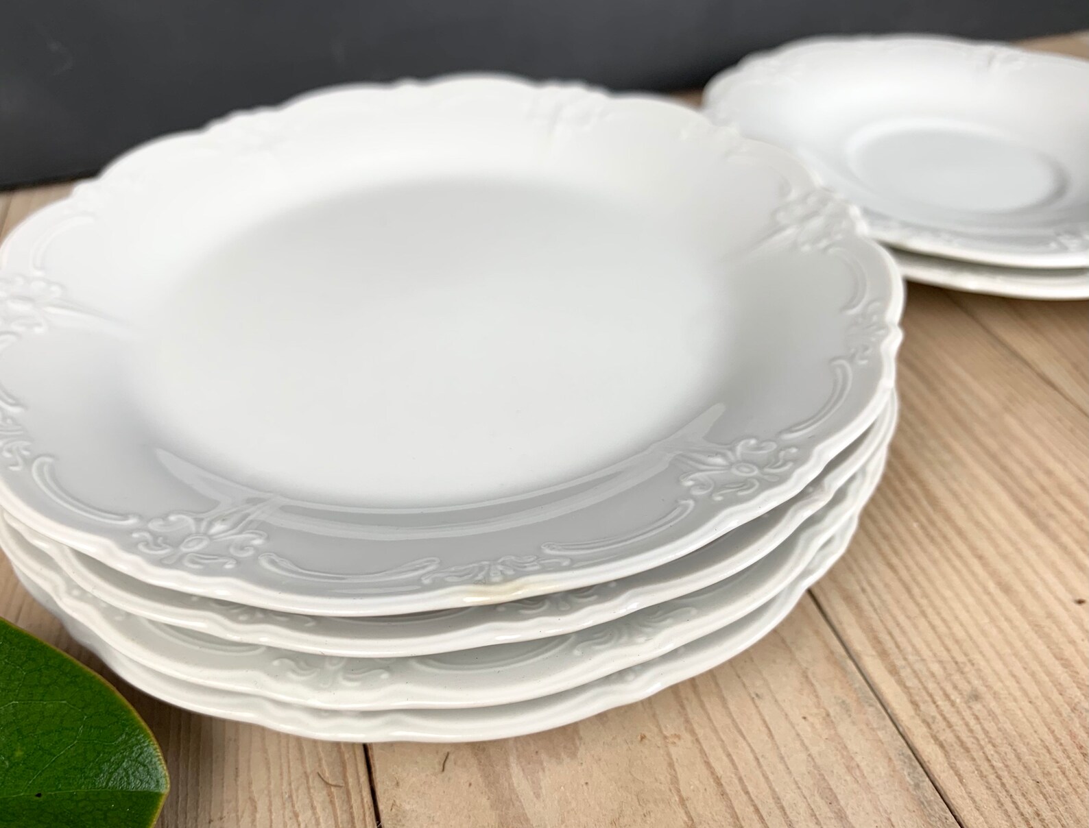 Set of 6 Six Small White Vintage Plates Saucers Farmhouse Etsy