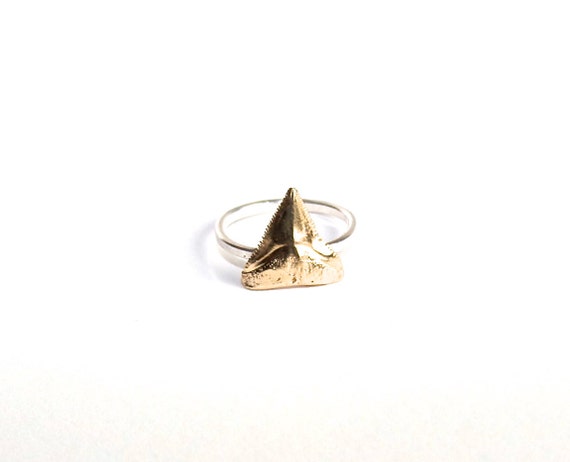 Shark Tooth Ring Brass Cast Shark Tooth Ring Sterling Silver | Etsy