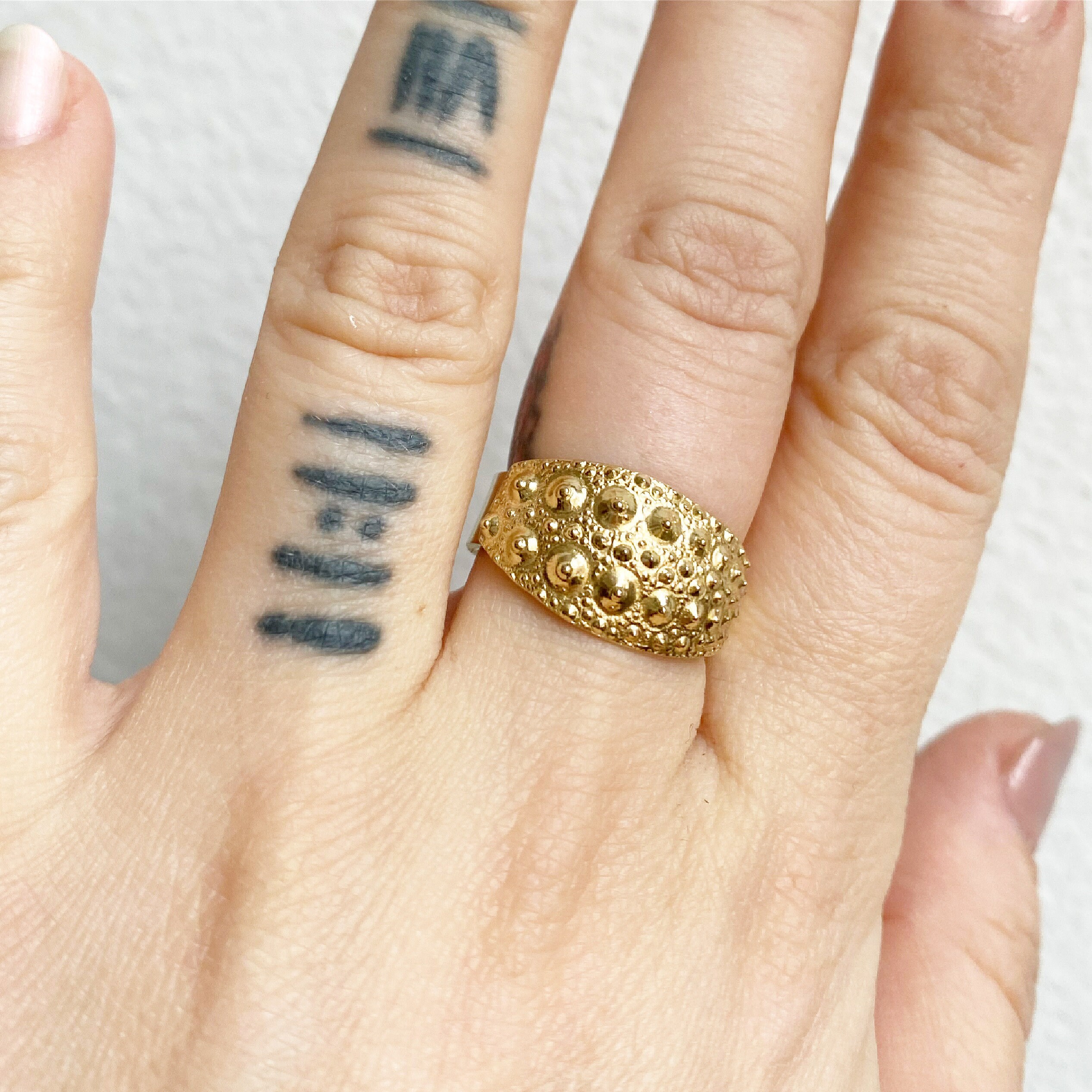 REAL Urchin Signet Ring ~ Brass Signet Ring ~ Urchin Ring ~ Thick Band Ring ~