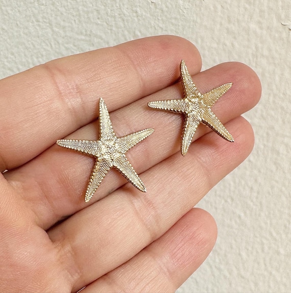 Starfish Stud Earings Real Starfish Earrings Brass Star Stud Earrings  Sterling Silver Post Earrings