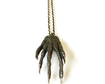 Small Iguana Necklace ~ REAL Iguana Foot Cast ~ Lizard Necklace ~ Brass Iguana Jewelry ~ Reptile Necklace ~