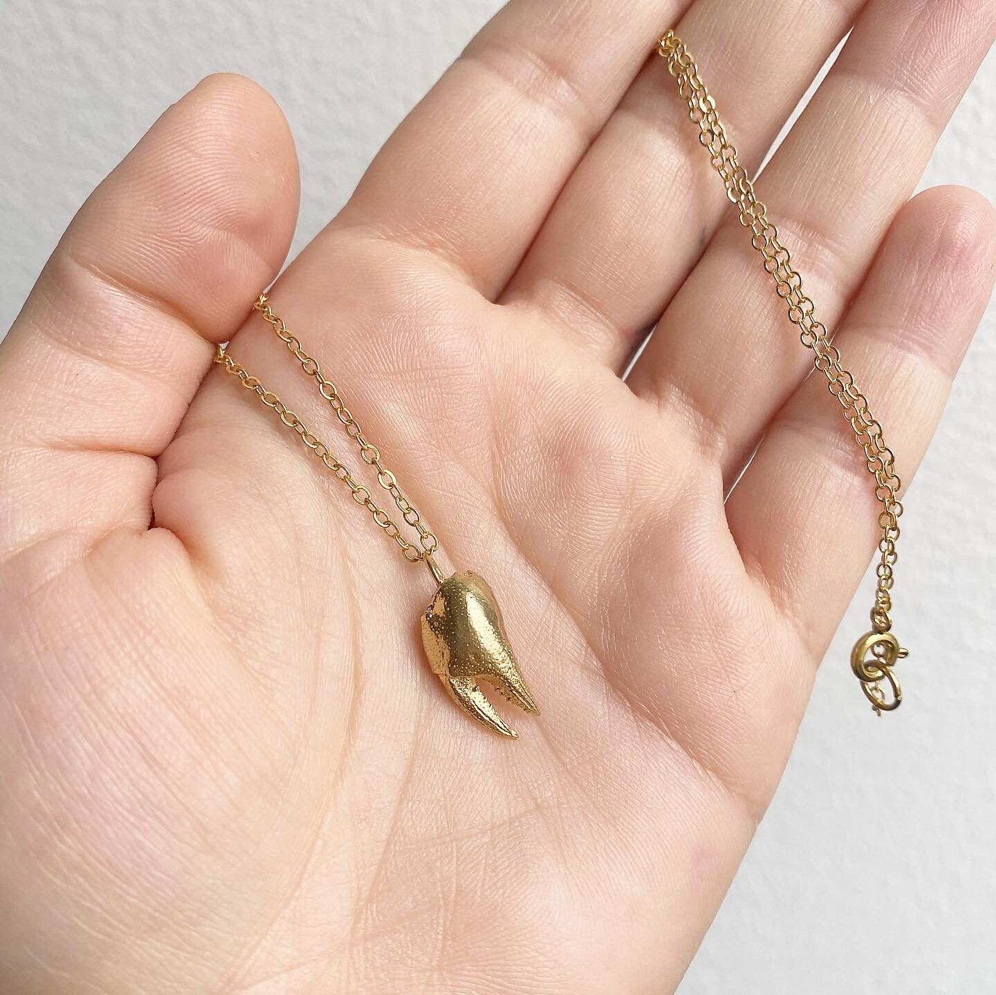 Tiny Crab Claw Necklace Brass Pendant Necklace Brass Crab Claw Necklace