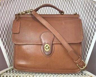 Vintage Coach Brown Leather Willis Bag Made In USA Shoulder Bag Satchel Mini Briefcase