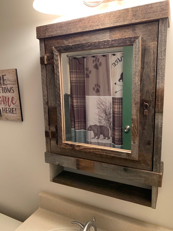 Large Rustic Reclaimed Medicine Cabinet With Mirror Barnwood