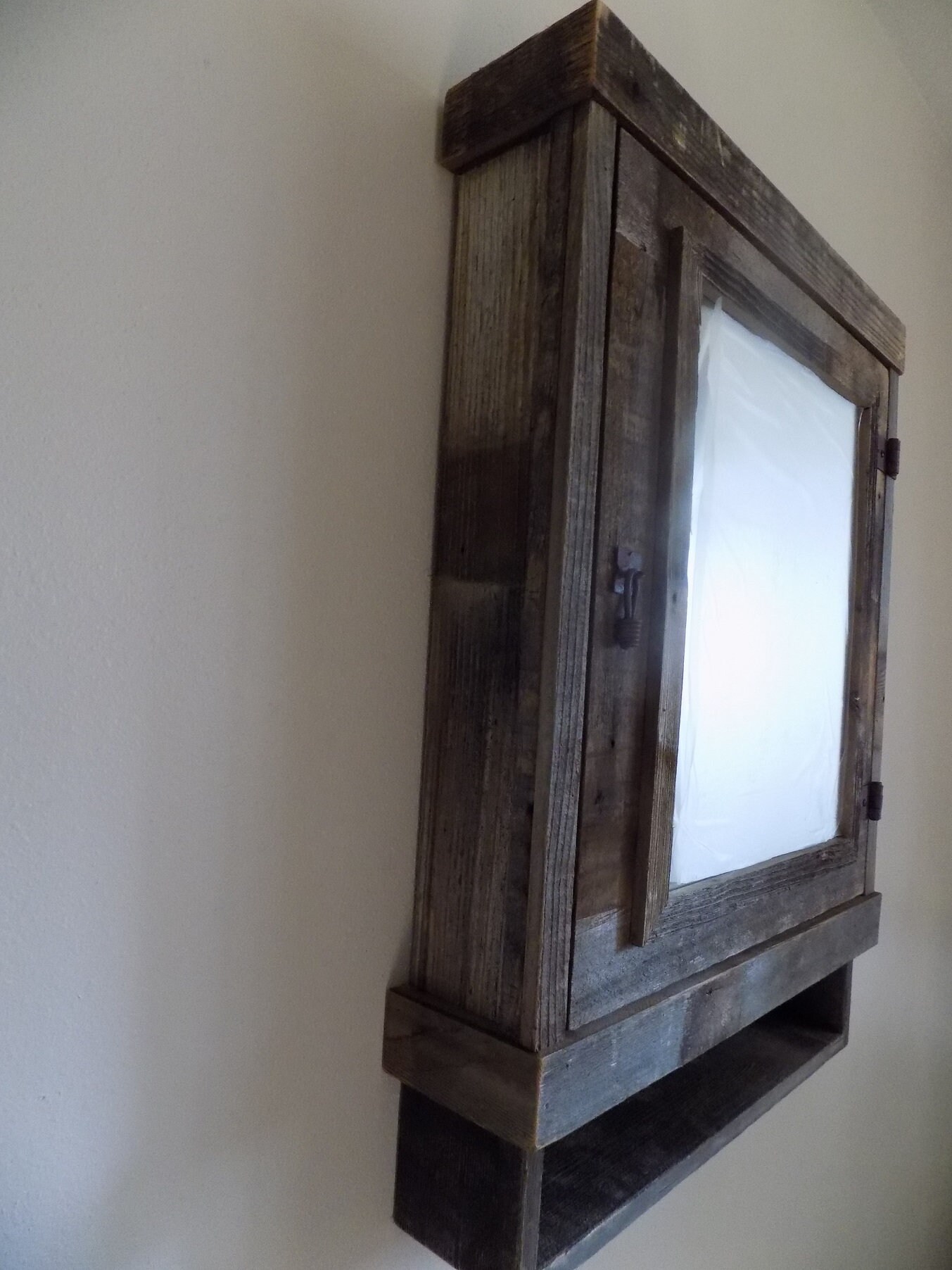 Large Rustic Reclaimed Medicine With Mirror Barnwood Etsy