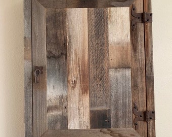 Reclaimed Farmhouse Rustic Medicine Cabinet with solid door,  Barnwood Cabinet