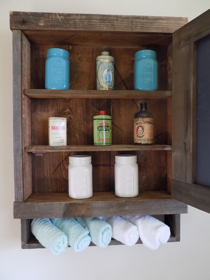 Large Rustic Reclaimed Medicine With Mirror Barnwood Etsy