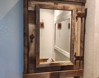 Rustic Reclaimed Medicine Cabinet with mirror Barnwood