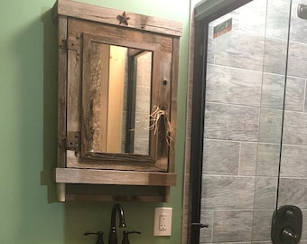 Rustic Reclaimed Medicine Cabinet with mirror Barnwood