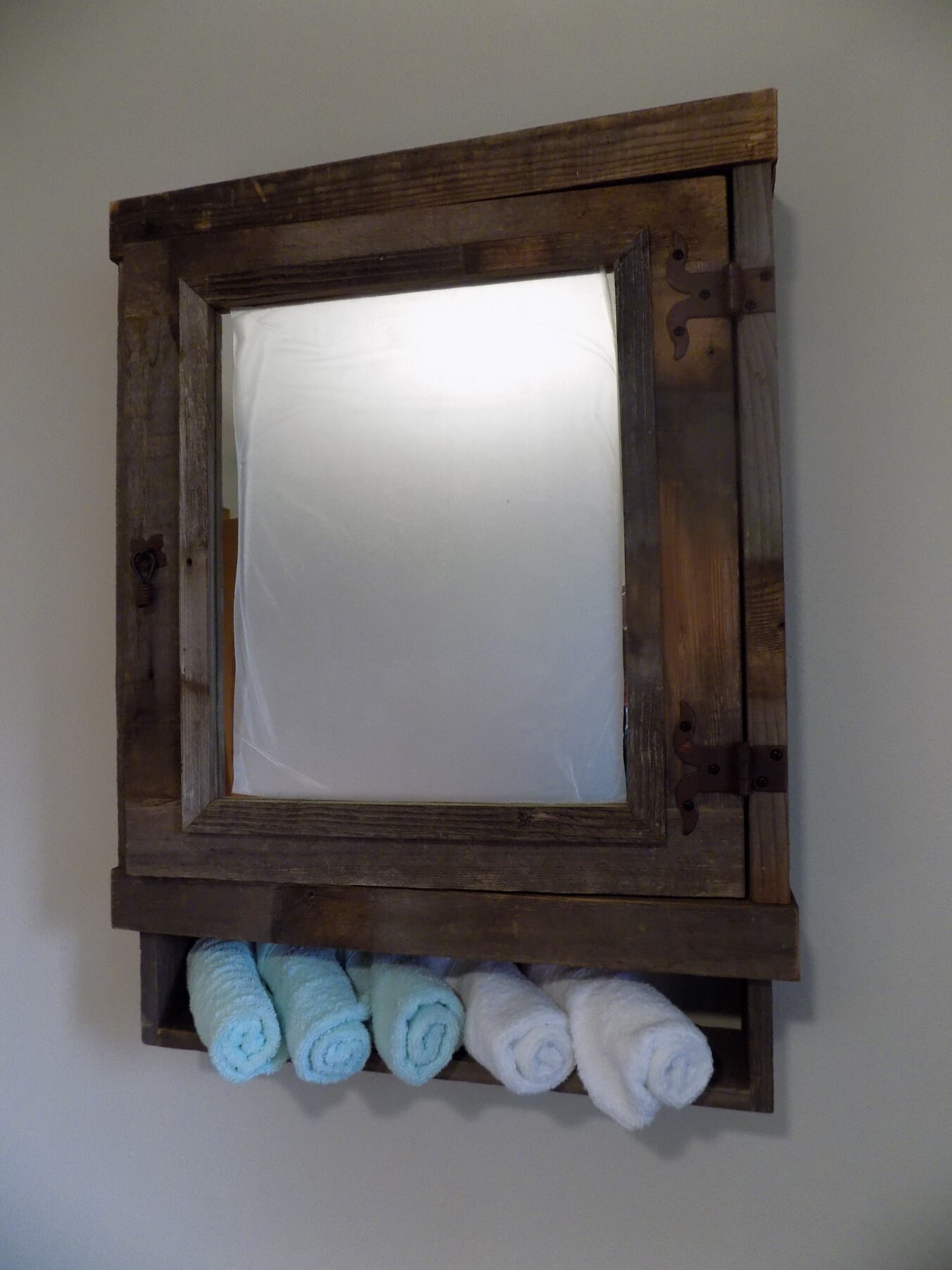 Large Rustic Reclaimed Medicine With Mirror Barnwood Etsy