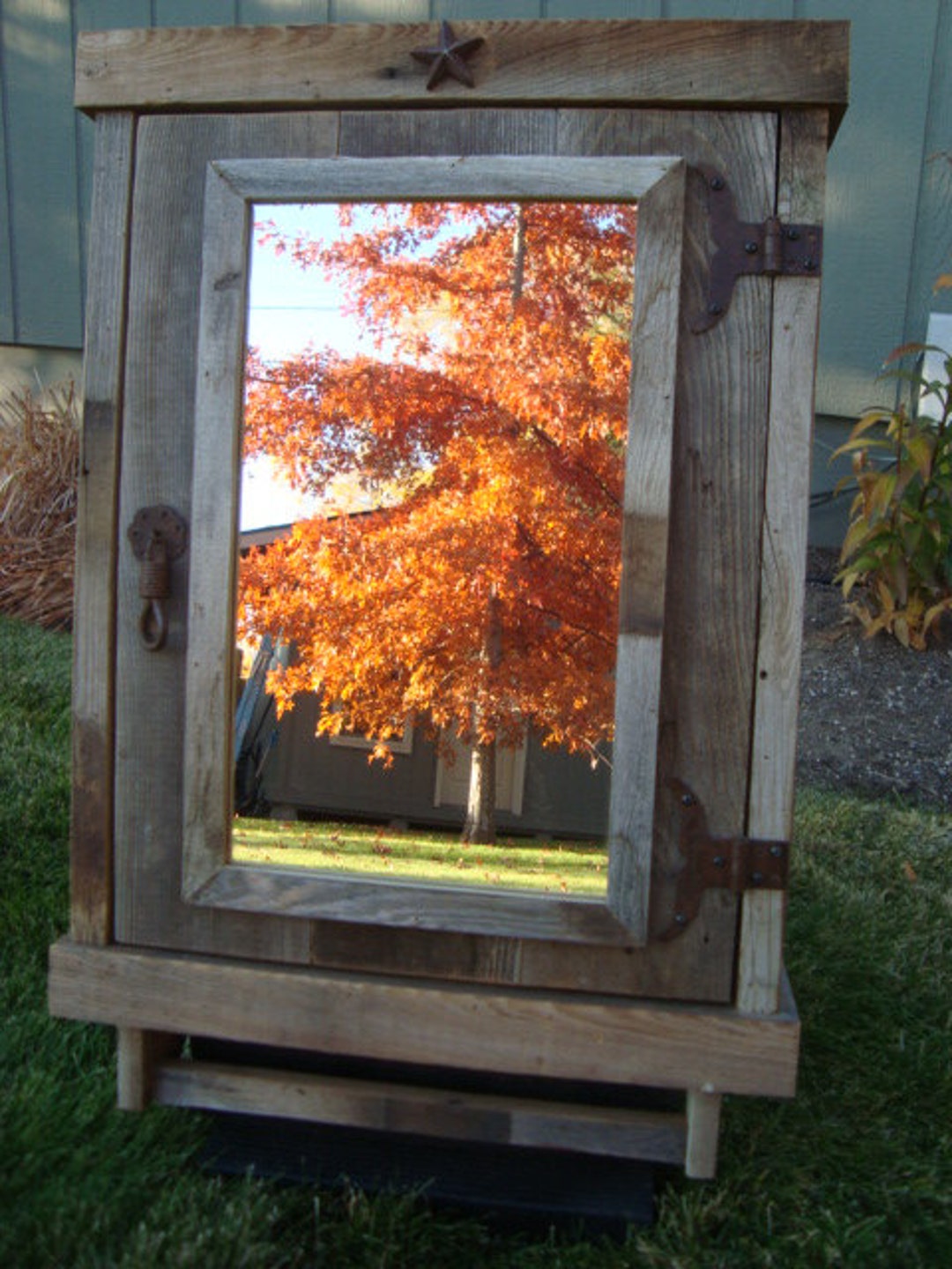 Rustic Reclaimed Medicine With Mirror, Barnwood Medicine Vintage Medicine