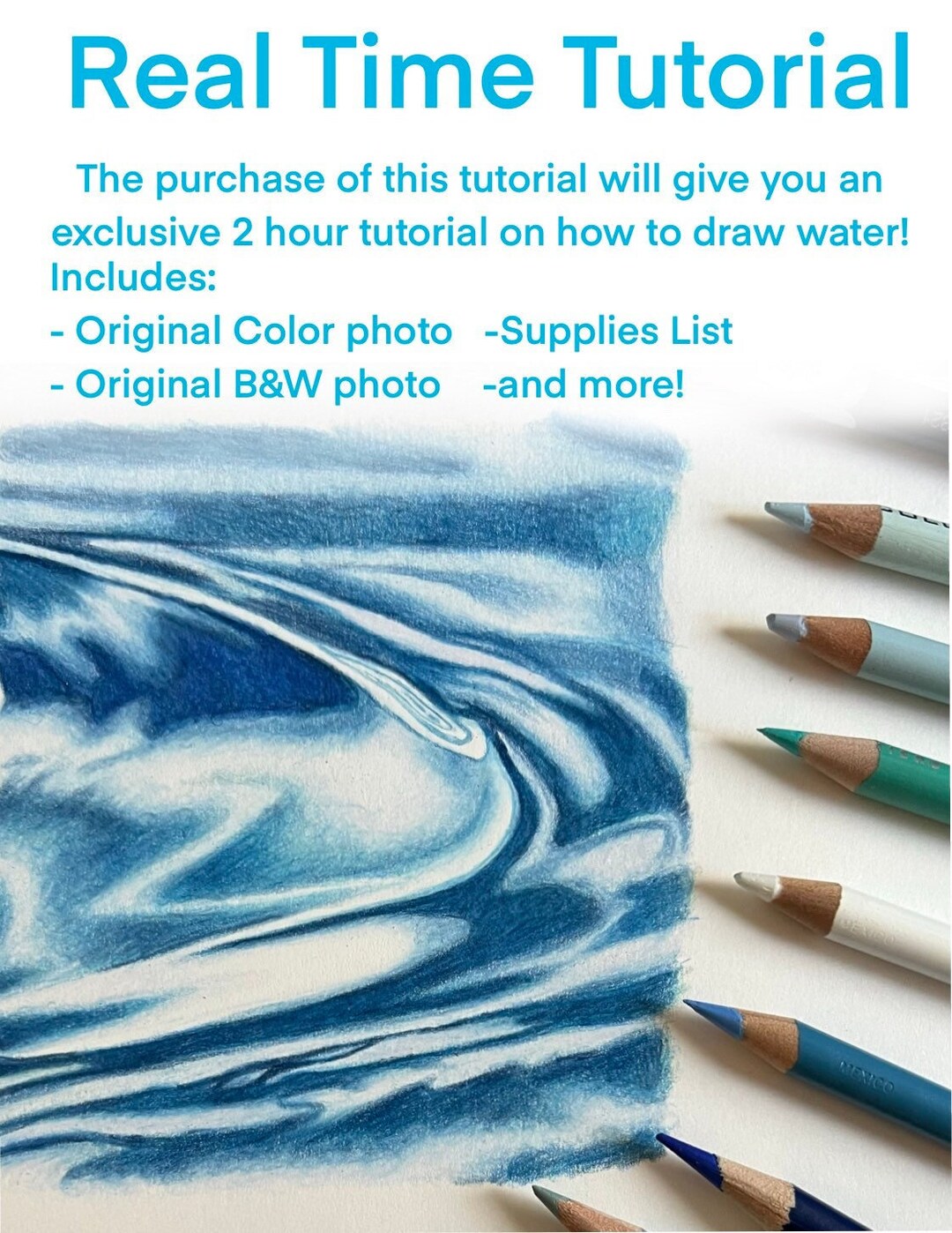Colored Pencil Beginners Guide Making Water Tutorial - Etsy