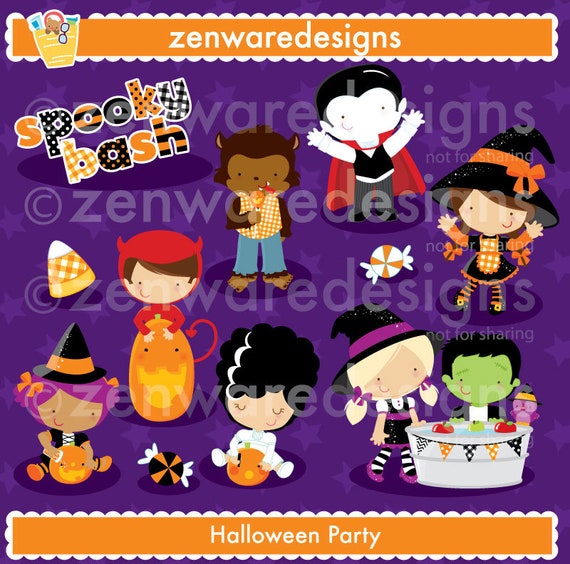 Halloween Party Clipart | Etsy