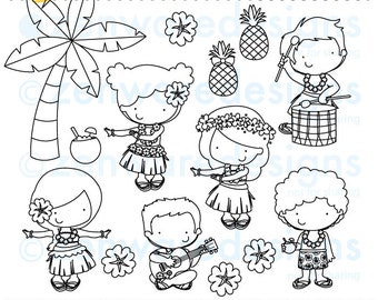Luau Digital Stamps