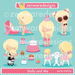 Blonde Girls with Dolls Clipart