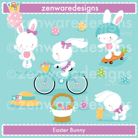 Easter Bunny Clipart | Etsy