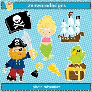 Mermaid and Pirate Clipart