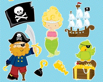 Mermaid and Pirate Clipart