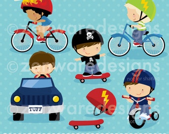 Boy Vehicles Let's Go Clipart