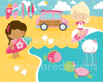 Surfer Girl Clipart