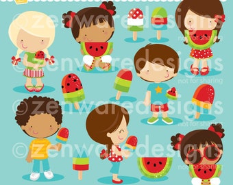 Watermelon and Popsicle Summer Clipart (Red)