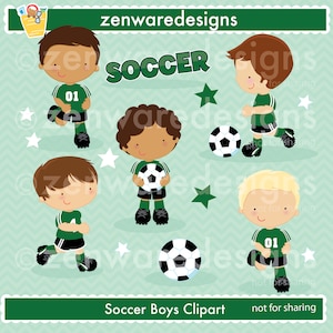 Green Soccer Boys Clipart