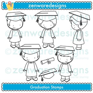 Graduation Boys Clipart Digital Stamps