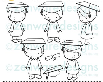 Graduation Boys Clipart Digital Stamps