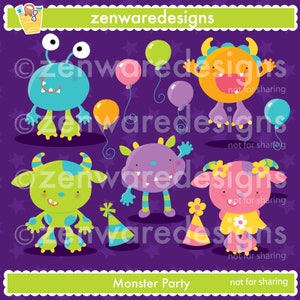 Monster Party Summer Clipart, Monster Party Swim Clipart, Monster Part –  Mug+Mouse Designs