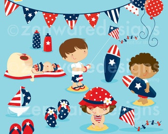 Beach Independence Day Clipart