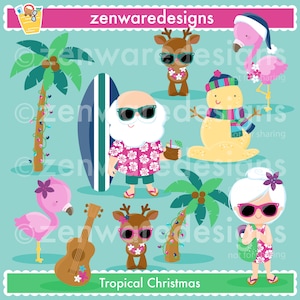 Tropical Colors Christmas Customizable Clipart