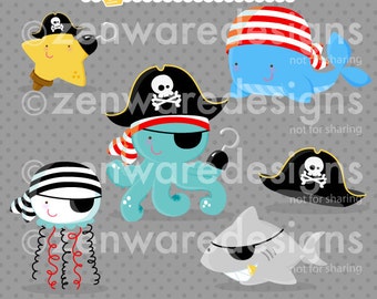 Pirate Sea Creatures Clipart