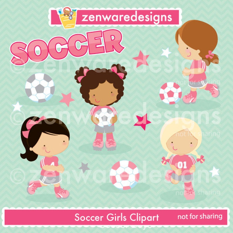 Soccer Girls Clipart | Etsy