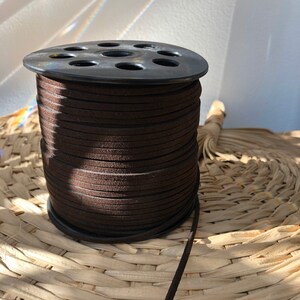 3mm Faux Suede Cord, Flat Faux Leather, 5 yds, 10 yds, 25 yds, or 100 Yard Spool, Natural Color String, Black, Dark Brown, Light Brown, Tan image 2