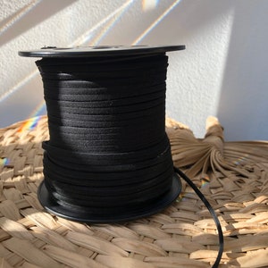 3mm Faux Suede Cord, Flat Faux Leather, 5 yds, 10 yds, 25 yds, or 100 Yard Spool, Natural Color String, Black, Dark Brown, Light Brown, Tan image 1