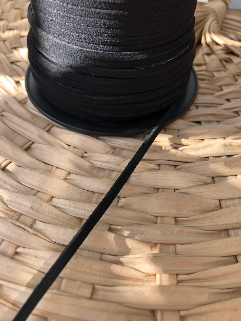 3mm Faux Suede Cord, Flat Faux Leather, 5 yds, 10 yds, 25 yds, or 100 Yard Spool, Natural Color String, Black, Dark Brown, Light Brown, Tan image 4