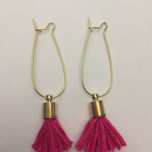 Fabulici Gold Plated Pink Tassel Earrings Boho Style Mini One Pair