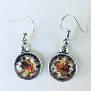 Bohemian Flower Dangle Silver Earrings Boho earrings Floral Earrings Unique Bohemian Jewelry Gift for Her Handmade by Fabulici