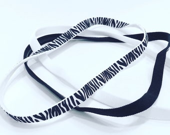 Sports Headbands Black White Zebra Elastic Headbands Sport Headband Non Slip 3/pack