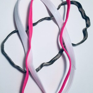 Soft Camo Pink White Elastic Headbands 3 pack Stretch Headband by Fabulici