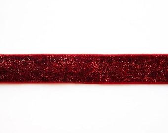 5/8” Stretchy Glitter Red Elastic for Masks Crafts and Headbands 1 yard