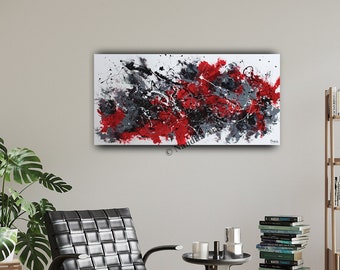 Fiery Red and Bold Black Abstract Painting, Modern Abstract Painting, Perfect for Contemporary Interiors, Original Artwork by Nandita