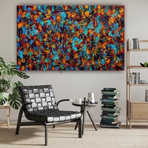 Jackson Pollock Style Abstract Painting: Large Modern Wall Art, 72&quot;