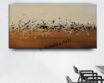 Original Abstract Painting: Multicolor Wall Art on Canvas (48x24)