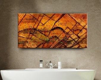 Sleeping Beauty Canvas Art: Large Abstract Geometric Painting by Nandita Albright
