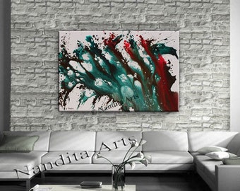 Coastal Painting Ocean Waves Wall Art, Blue large Beach Coastal Modern Fine Art Gray Home Decor -Nandita Albright